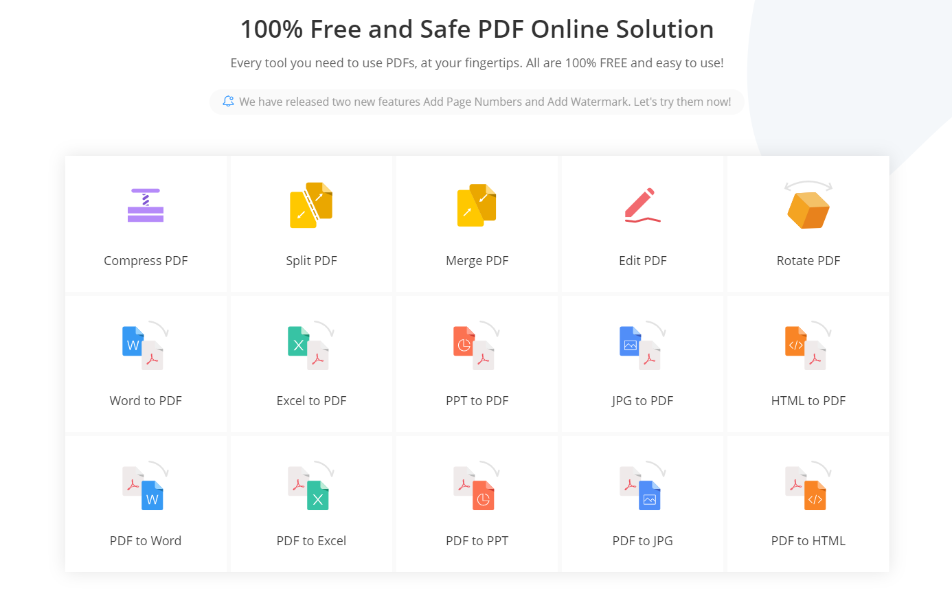 Come convertire PDF in BMP con EasePDF? 9 Home page di EasePDF
